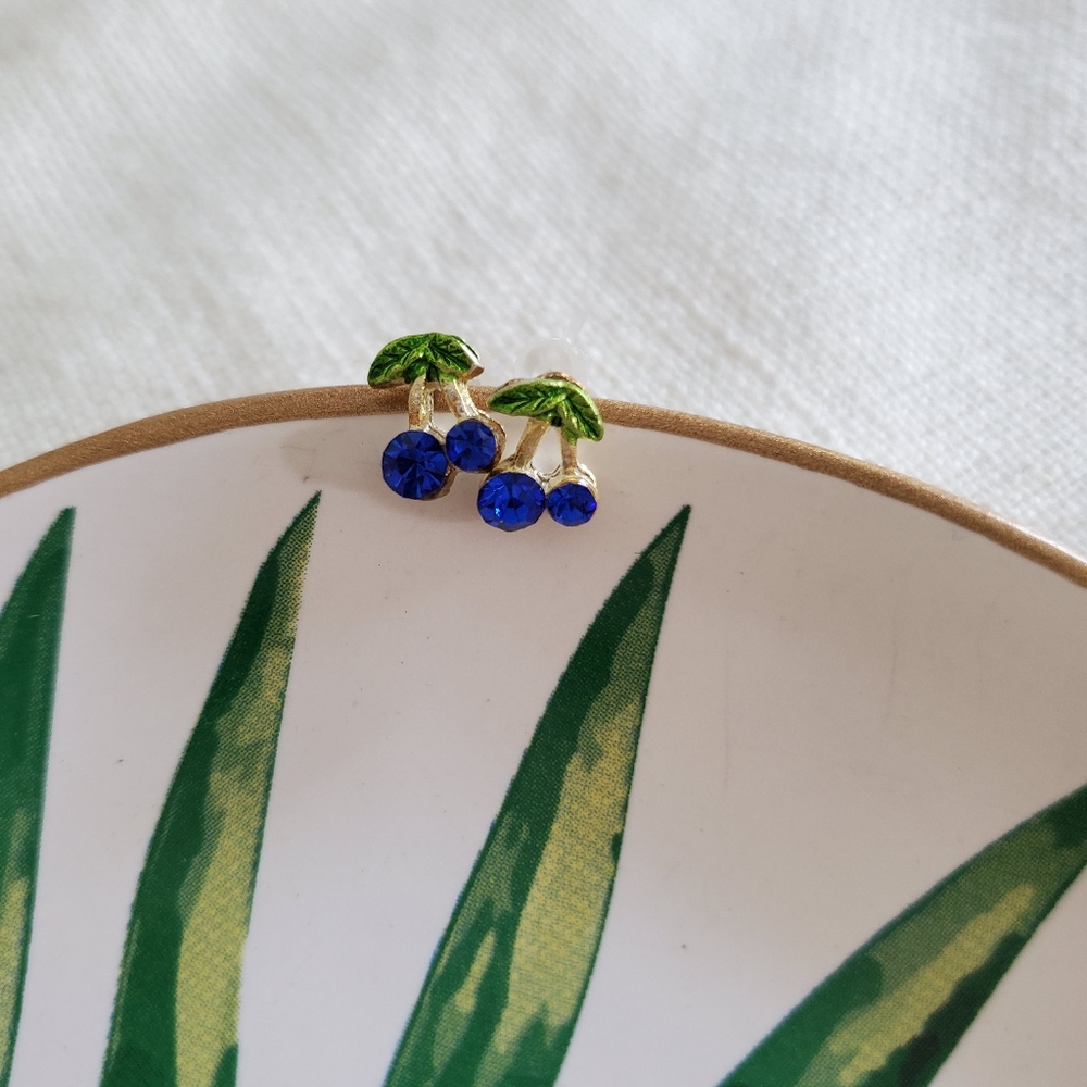 New Cherry 🍒 Stud Earrings blue